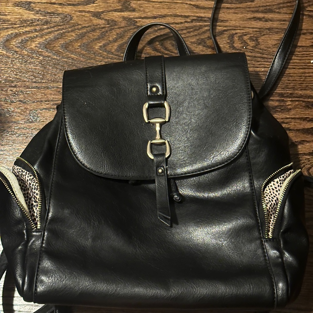 Black Leather Backpack